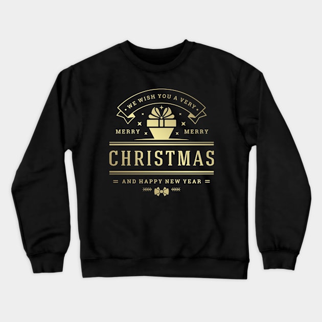 A Golden Merry Christmas Crewneck Sweatshirt by The Lucid Frog